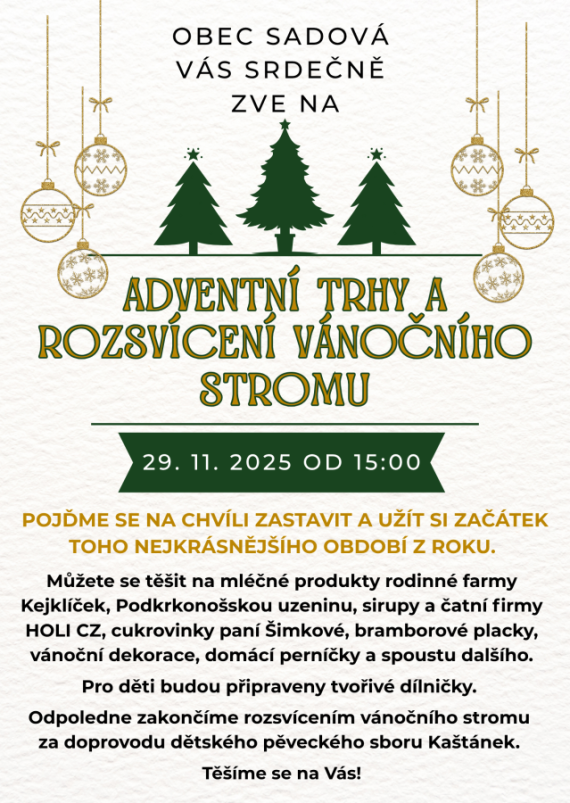 Adventní trhy a rozsvícení vánočního stromu